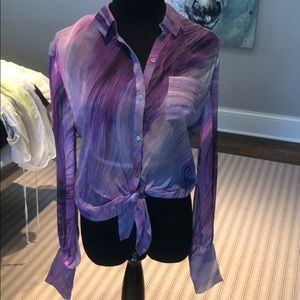 Silk blouse, purple pattern